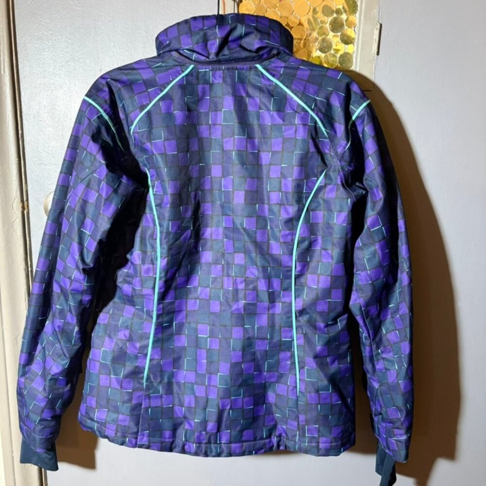 Columbia Omni-Heat Ski Jacket Purple Geometric Winter Coat Women S - Picture 3 of 12